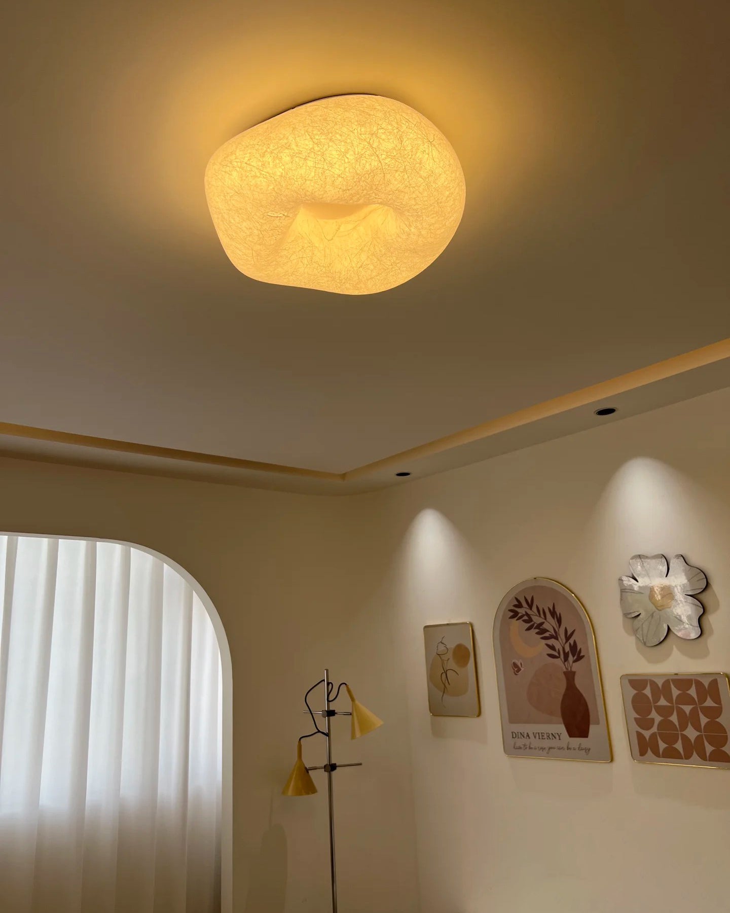 WOMO Japandi Silk Flush Mount Ceiling Light-WM1144