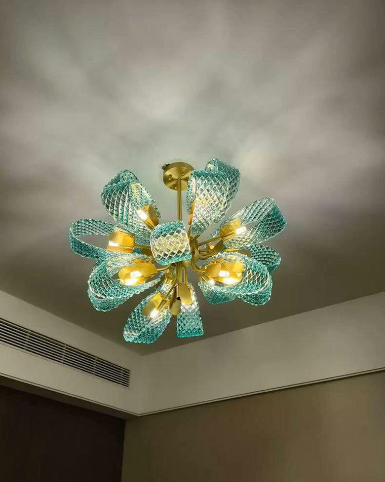 WOMO Peacock Blue Art Glass Chandelier-WM2213b