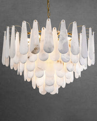 WOMO Tiered Raindrop Alabaster Chandelier-WM2395