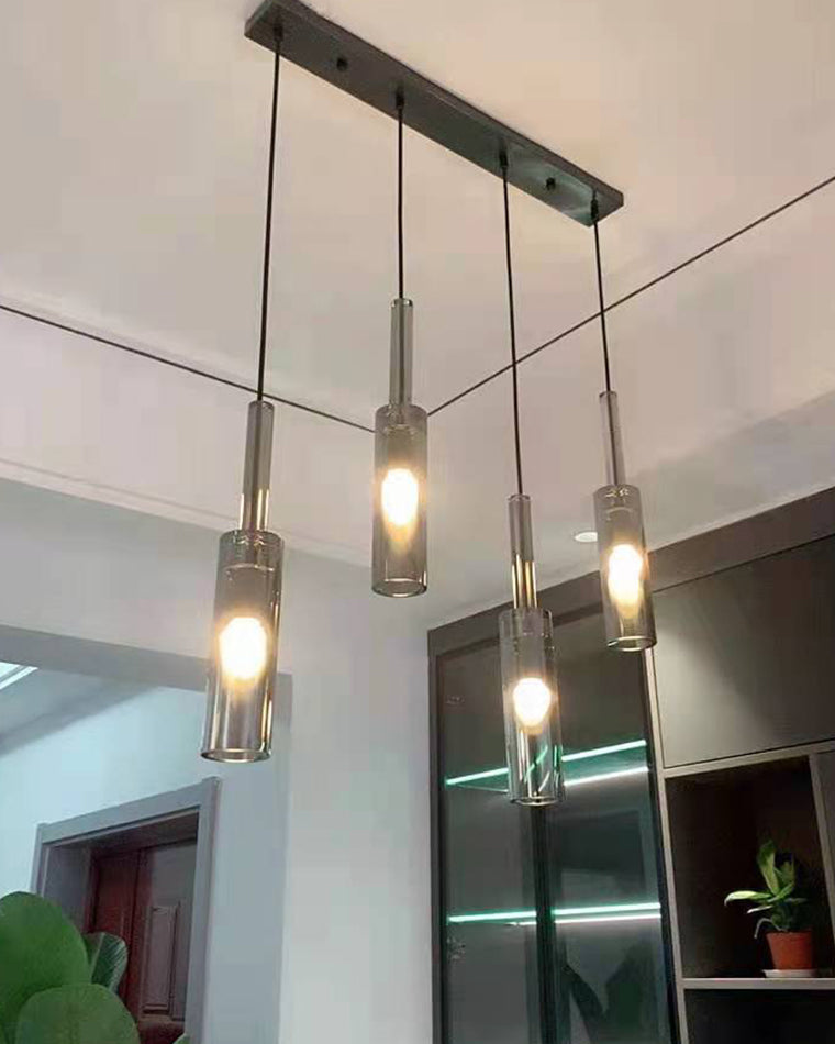 WOMO Cylinder Smoked Glass Kitchen Chandelier-WM2772