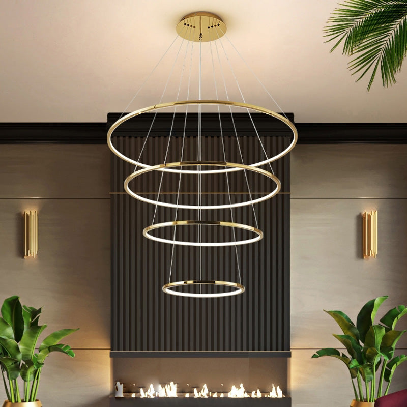 WOMO Large Tiered Ring LED Foyer Chandelier-WM2160