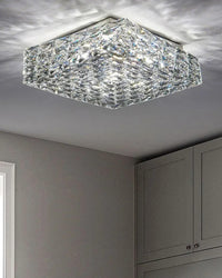 WOMO Square Crystal Flush Mount Ceiling Light-WM1130