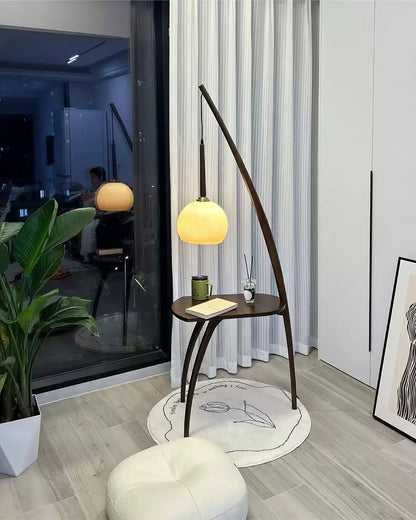 WOMO Hanging Wood Floor Lamp with Table-WM7130