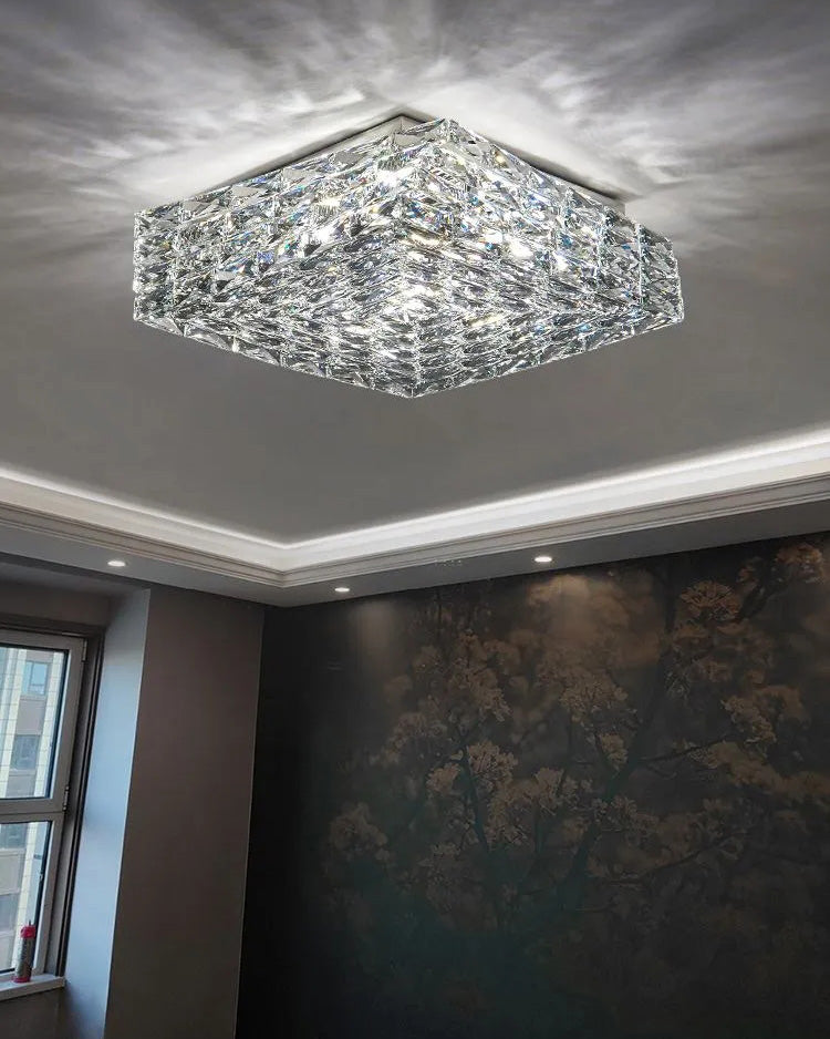 WOMO Square Crystal Flush Mount Ceiling Light-WM1130