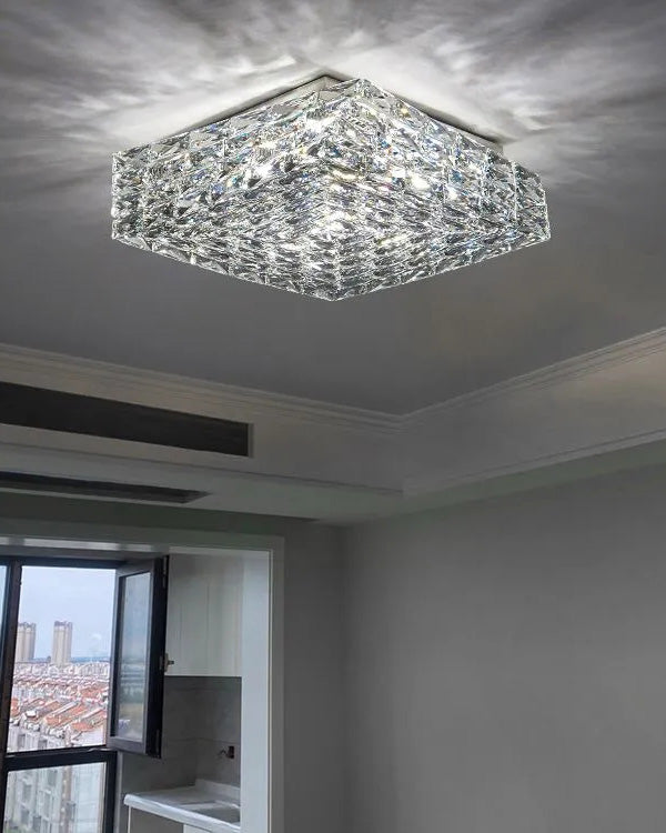 WOMO Square Crystal Flush Mount Ceiling Light-WM1130