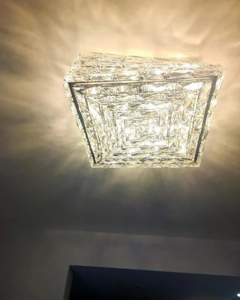 WOMO Square Crystal Flush Mount Ceiling Light-WM1130