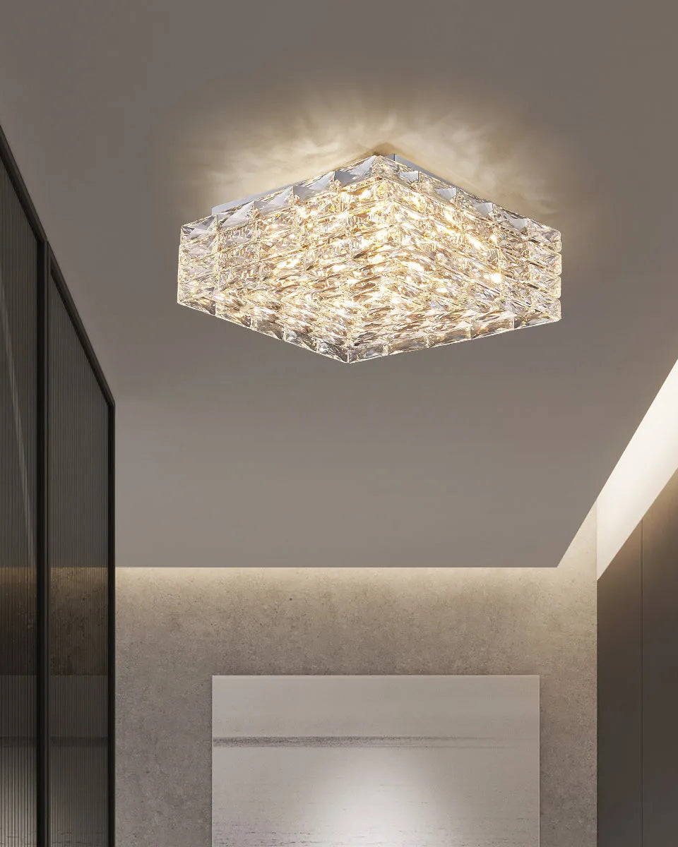 WOMO Square Crystal Flush Mount Ceiling Light-WM1130