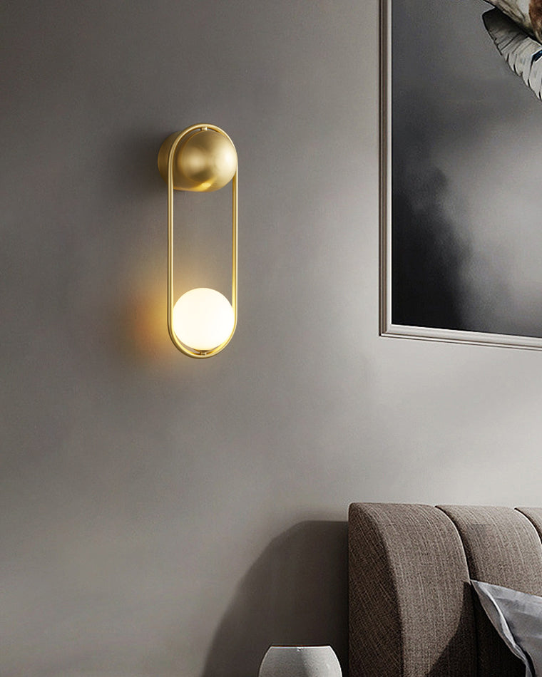 WOMO Milk Glass Globe Brass Wall Sconce-WM6098