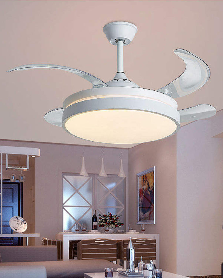 WOMO Retractable White Ceiling Fan Lamp-WM5079