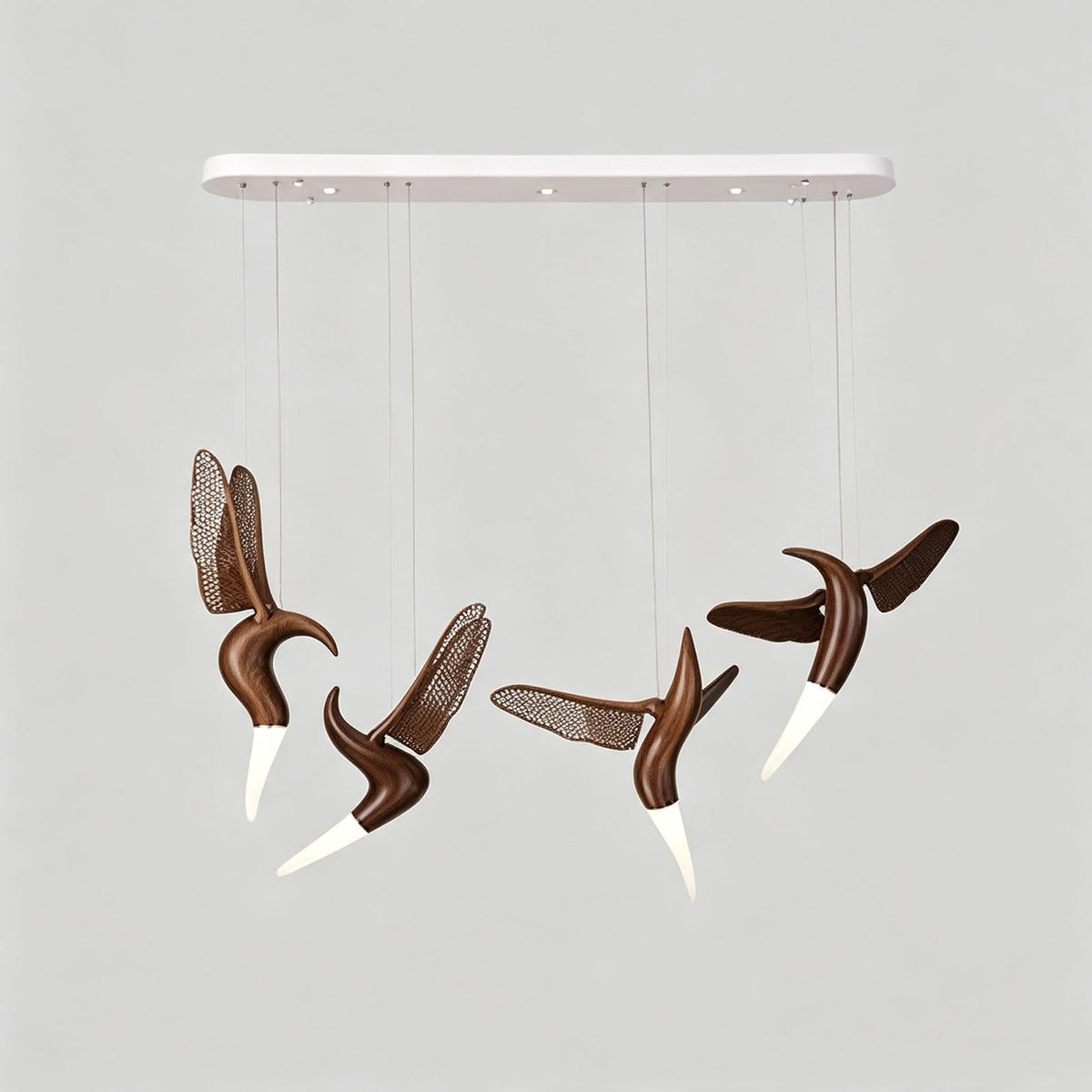 WOMO Hummingbird Multi‑Drop Wooden Pendant Light-WM3250