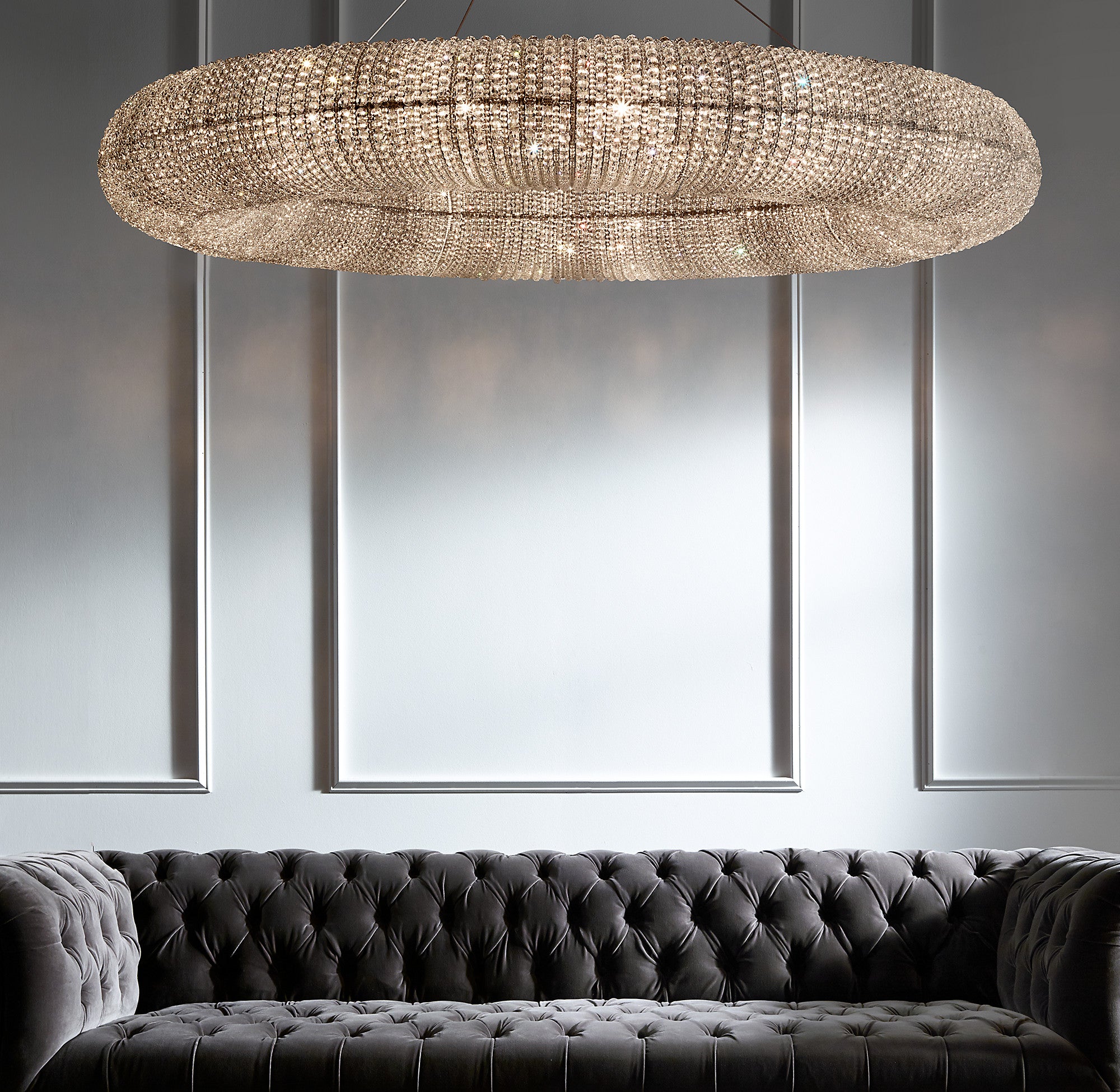 WOMO Crystal Bead Round Chandelier - Halo