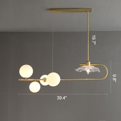 WOMO Linear Glass Bubble Brass Chandelier-WM2252