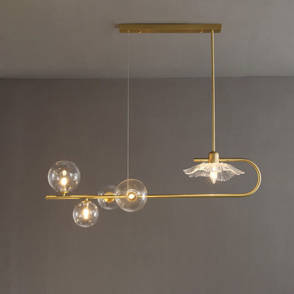 WOMO Linear Glass Bubble Brass Chandelier-WM2252