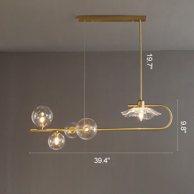 WOMO Linear Glass Bubble Brass Chandelier-WM2252