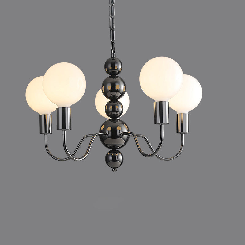 WOMO Milk Glass Globe Black Arm Chandelier-WM2173