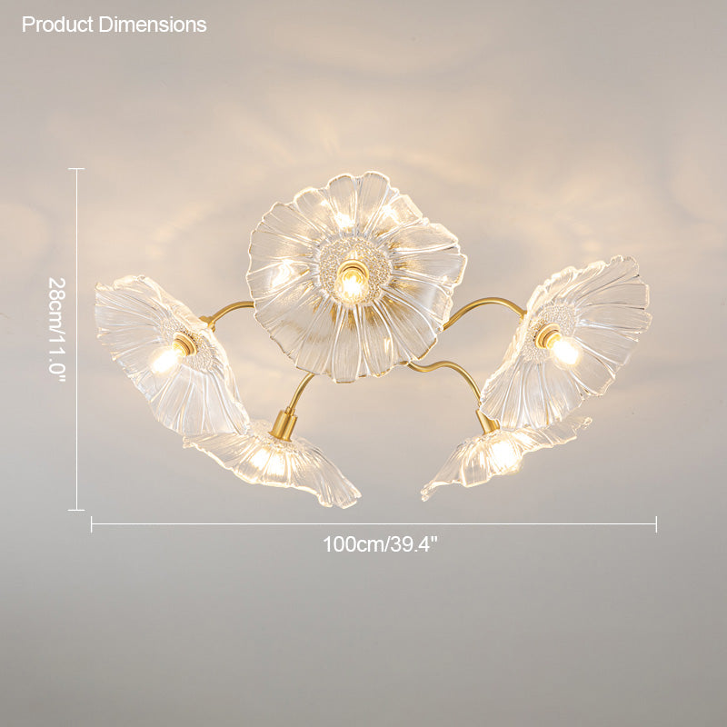 WOMO Lotus Leaf Flower Flush Mount Ceiling Light-WM1026