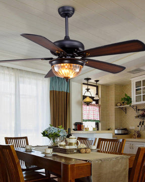 WOMO Farmhouse Wood Ceiling Fan Lamp-WM5011