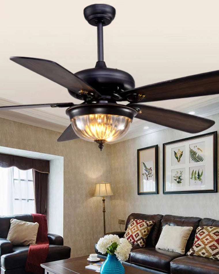 WOMO Farmhouse Wood Ceiling Fan Lamp-WM5011