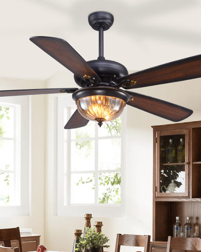 WOMO Vintage Wood Ceiling Fan Lamp-WM5011