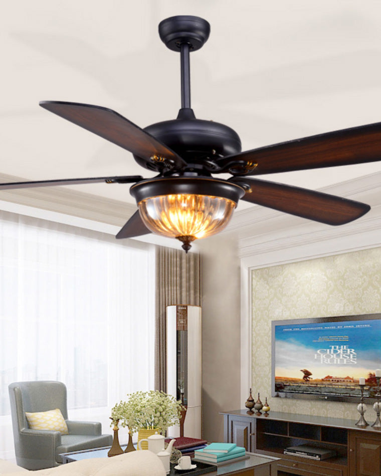 WOMO Vintage Wood Ceiling Fan Lamp-WM5011