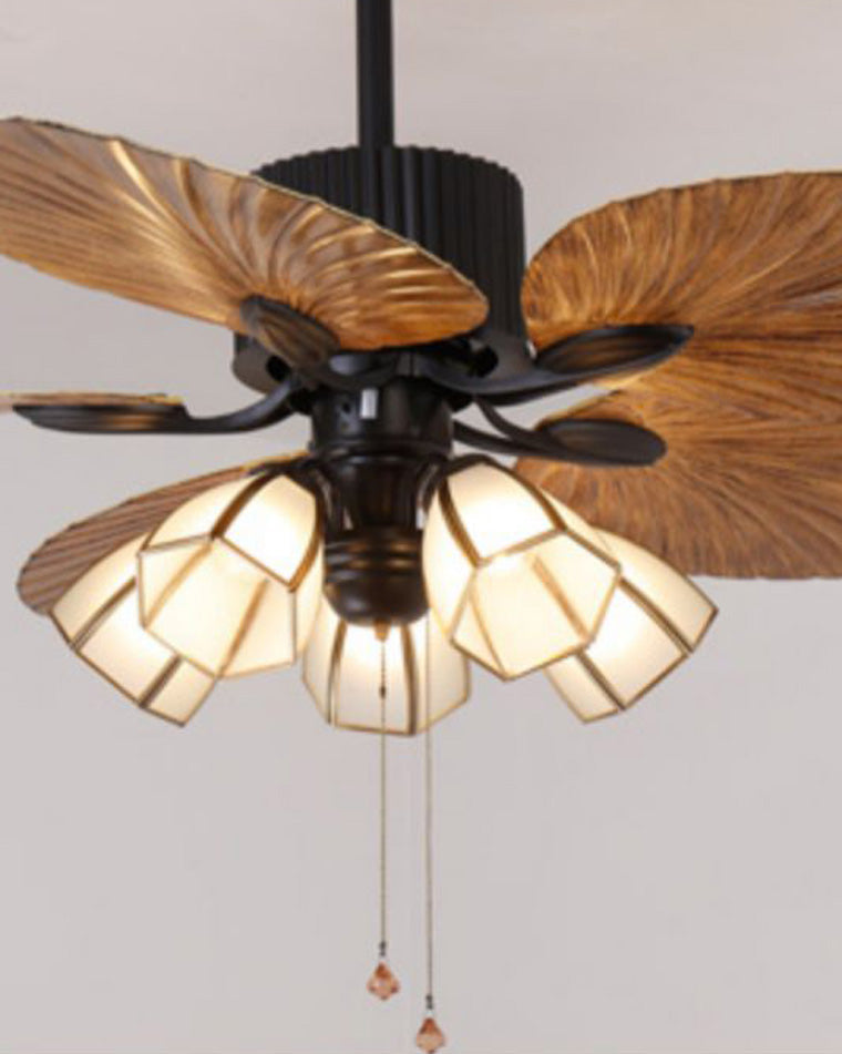 WOMO 52" Tropical Leaf Ceiling Fan Chandelier-WM5012