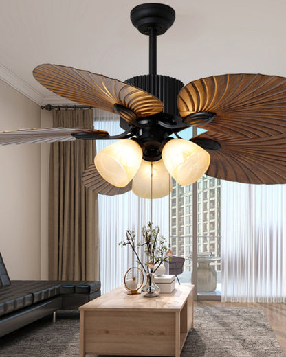 WOMO 52" Tropical Leaf Ceiling Fan Chandelier-WM5012