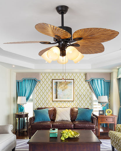 WOMO 52" Tropical Leaf Ceiling Fan Chandelier-WM5012