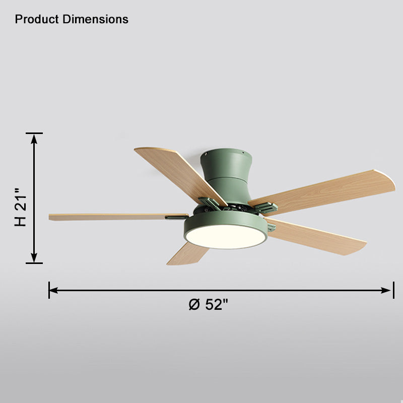 WOMO Low Profile Wood Ceiling Fan Lamp-WM5014