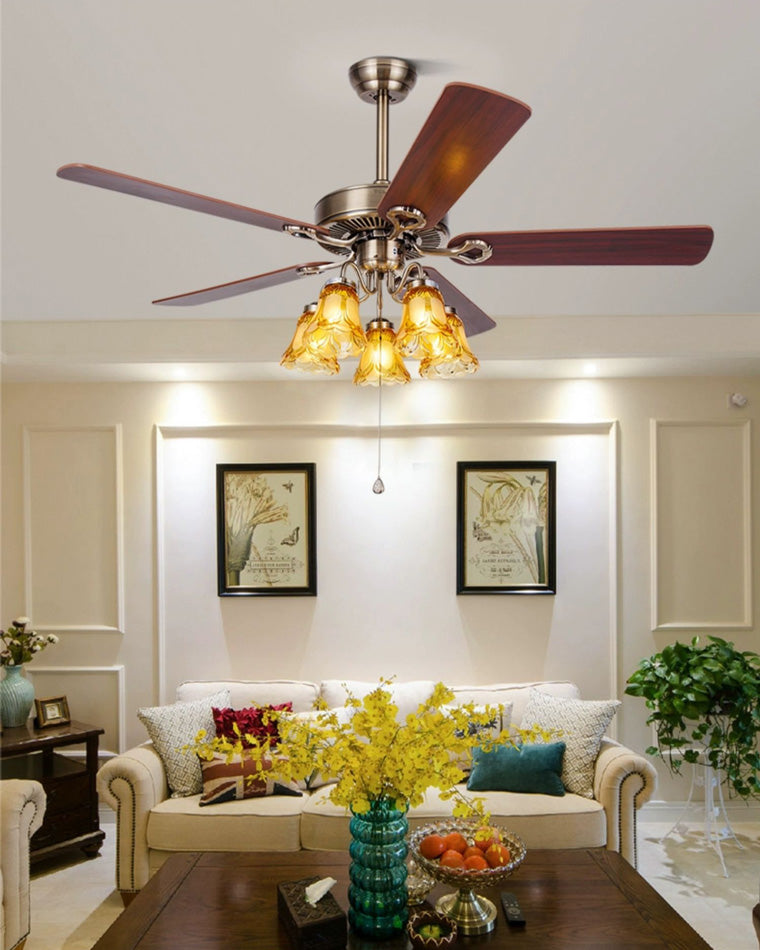 WOMO 42"/52" Ceiling Fan Chandelier with Pull Chain-WM5018