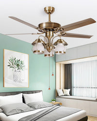 WOMO 52 Vintage Ceiling Fan Chandelier-WM5031