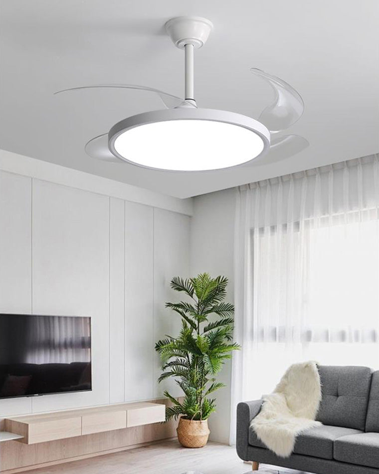 WOMO White Retractable Ceiling Fan Lamp-WM5035