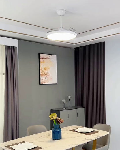 WOMO White Retractable Ceiling Fan Lamp-WM5035