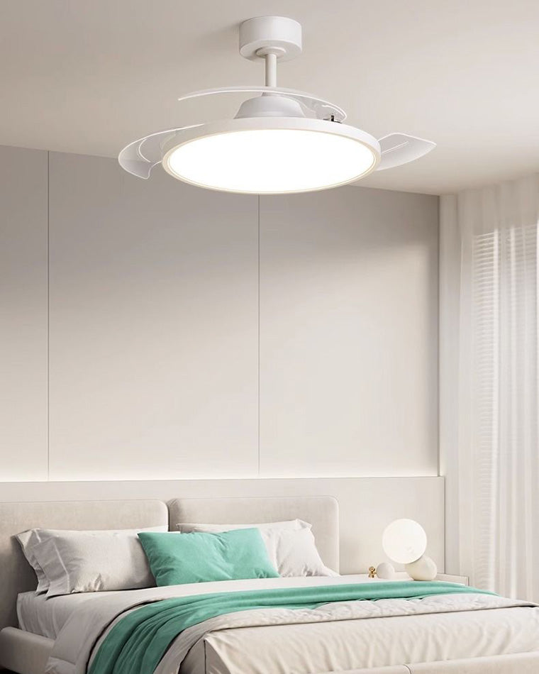 WOMO White Retractable Ceiling Fan Lamp-WM5035