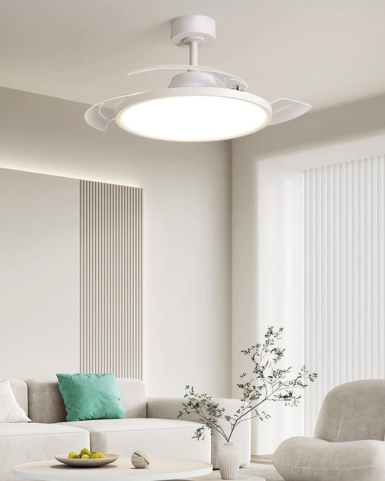 WOMO White Retractable Ceiling Fan Lamp-WM5035