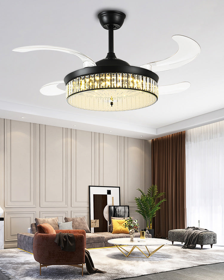 WOMO 42" Remote Hugger Ceiling Fan Chandelier with Dimmable Light-WM5036