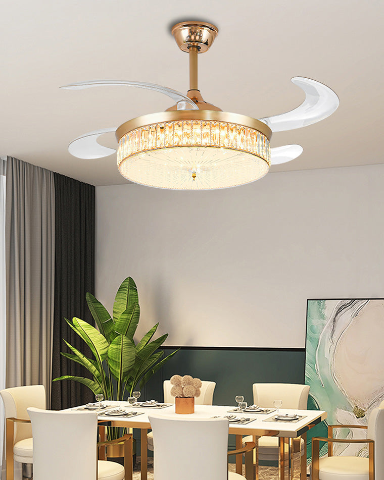 WOMO Crystal Retractable Ceiling Fan Chandelier-WM5036