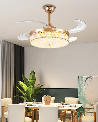 WOMO Crystal Retractable Ceiling Fan Chandelier-WM5036