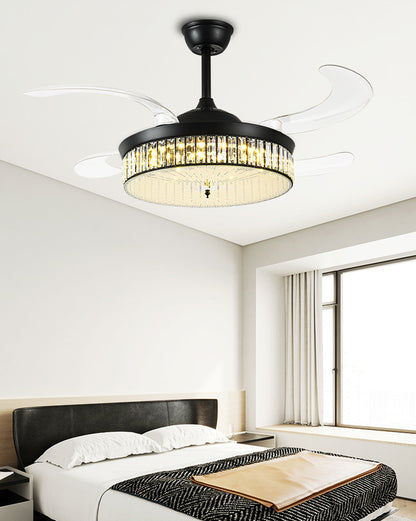 WOMO Crystal Retractable Ceiling Fan Chandelier-WM5036