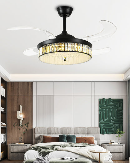 WOMO Crystal Retractable Ceiling Fan Chandelier-WM5036