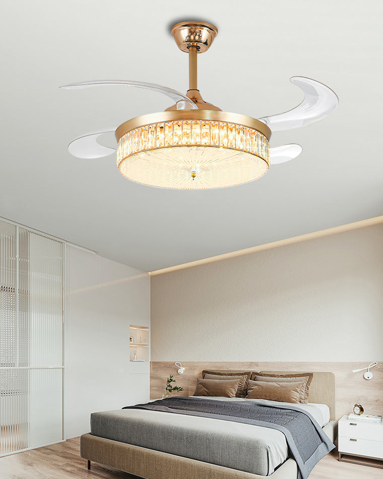 WOMO Crystal Retractable Ceiling Fan Chandelier-WM5036