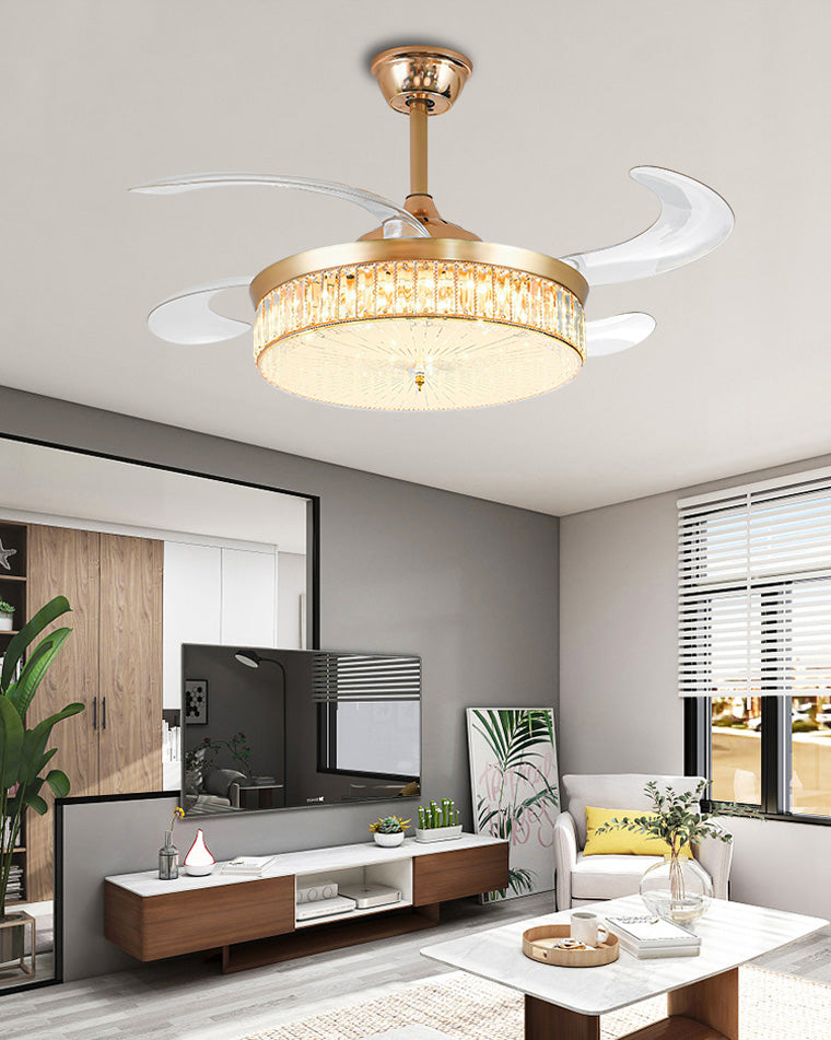 WOMO Crystal Retractable Ceiling Fan Chandelier-WM5036