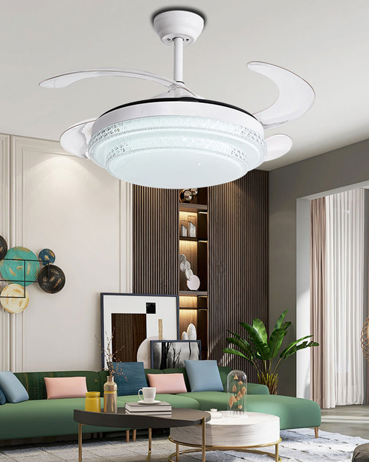 WOMO Retractable White Acrylic Ceiling Fan Lamp-WM5038
