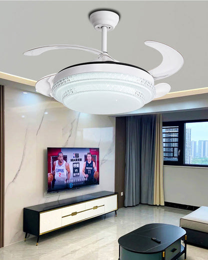 WOMO Retractable White Acrylic Ceiling Fan Lamp-WM5038