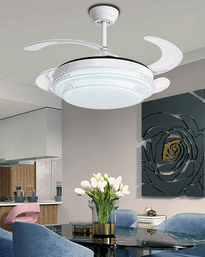 WOMO Retractable White Acrylic Ceiling Fan Lamp-WM5038