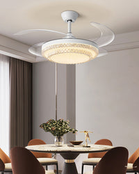 WOMO Retractable White Acrylic Ceiling Fan Lamp-WM5038
