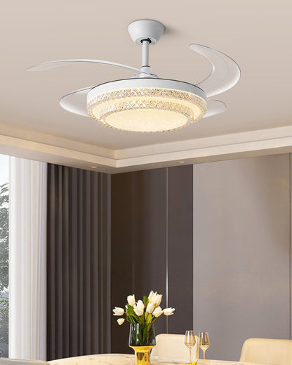 WOMO Retractable White Acrylic Ceiling Fan Lamp-WM5038