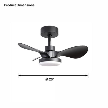 WOMO 3 Small Black Blade Ceiling Fan Lamp-WM5050