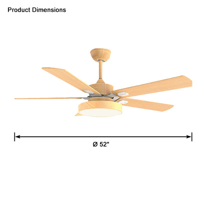 WOMO 5 Wood Blade Ceiling Fan Lamp-WM5054