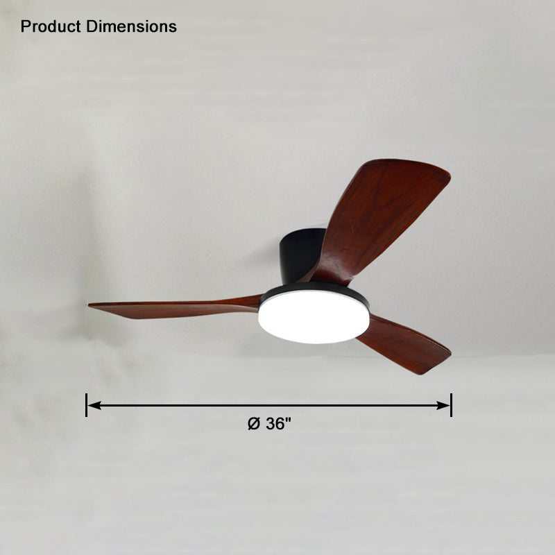 WOMO 3 Wood Blade Low Profile Ceiling Fan Lamp-WM5058