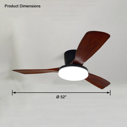 WOMO 3 Wood Blade Low Profile Ceiling Fan Lamp-WM5058